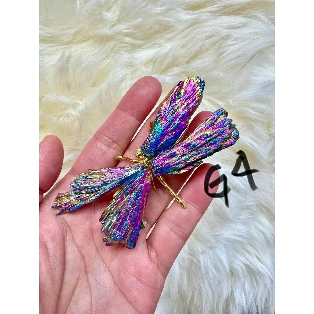 Titanium AURA Coated Black TOURMALINE Dragonfly! - Picture 2 of 8